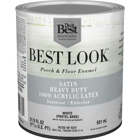 All-Source Best Look 1 Qt. White Heavy-Duty Acrylic Latex Satin Porch & Floor Enamel W39W00601-14